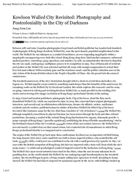 (PDF) Kowloon Walled City Revisited: Photography .